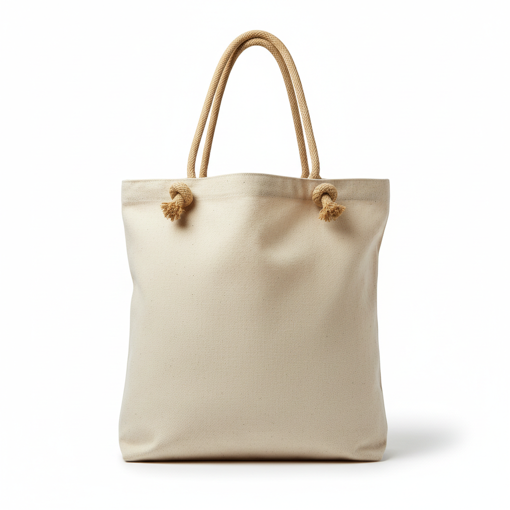 Organic cotton tote bag with natural jute handles