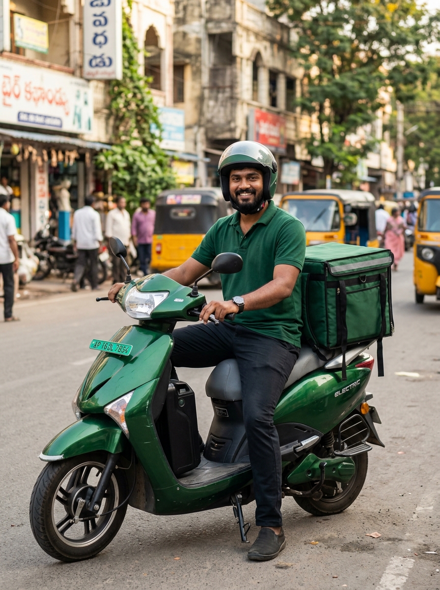 Dharaass delivery partner with an electric scooter