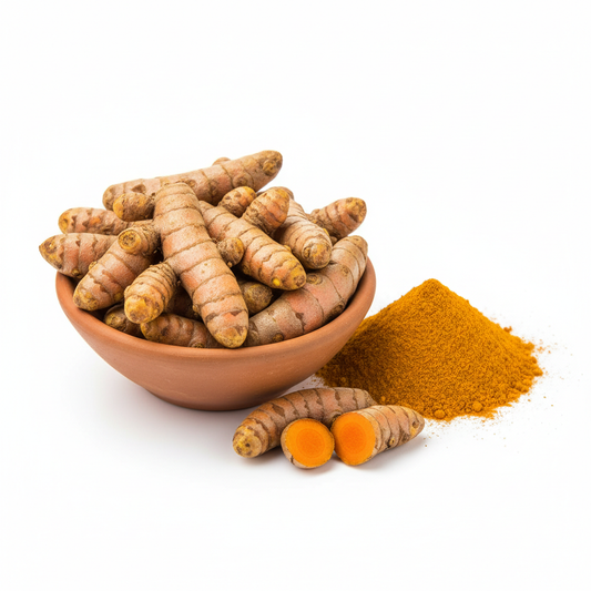 Organic Turmeric Powder in clay bowl